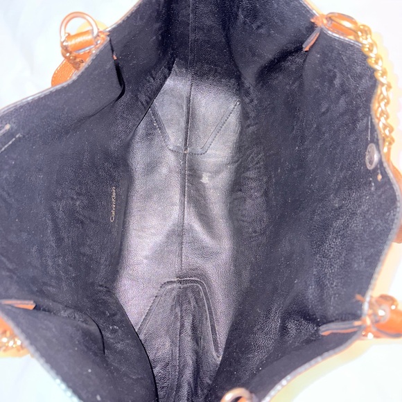 Calvin Klein Tan Leather Tote with Chain Straps - Picture 6 of 6